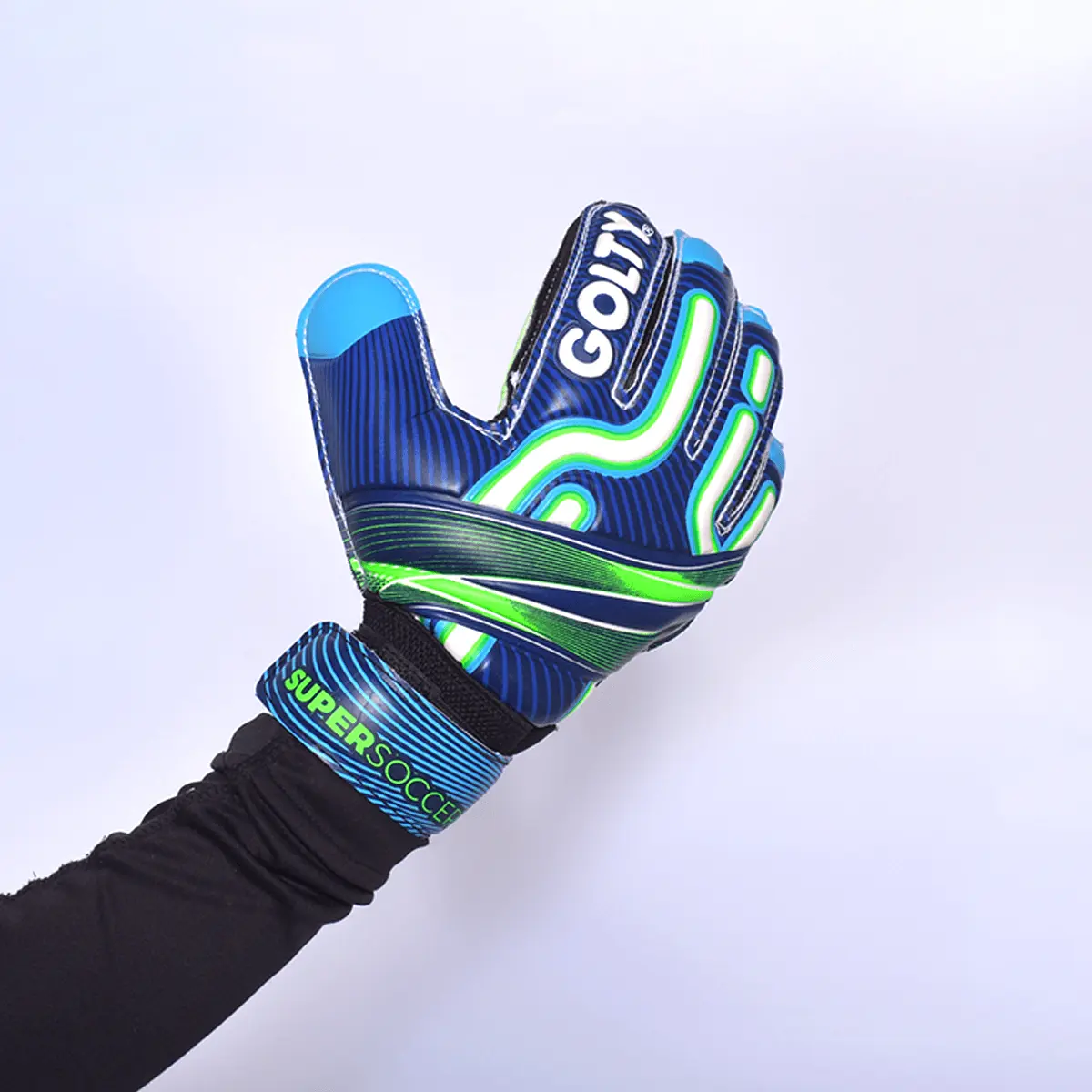 Guantes de Arquero Niños Golty Super Soccer Azul/Verde - Image 3