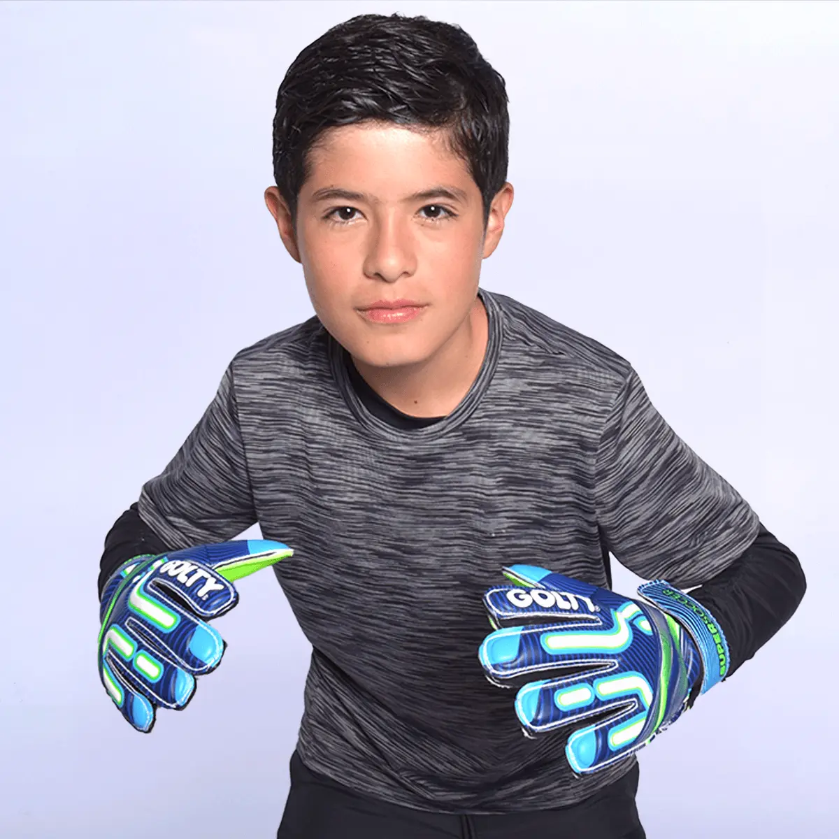 Guantes de Arquero Niños Golty Super Soccer Azul/Verde - Image 4